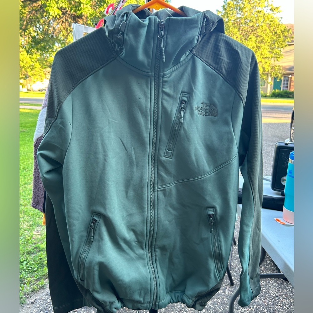 The north face green and grey zip up